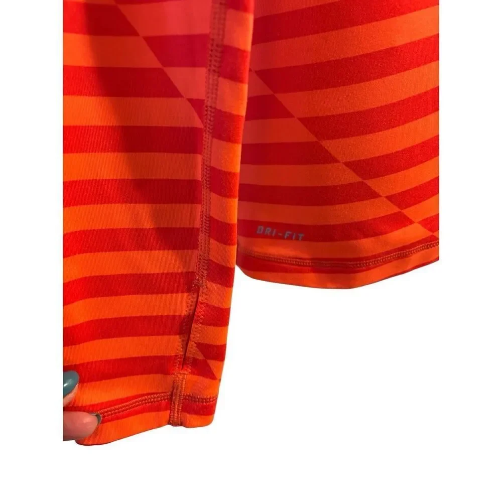 Nike Pro orange striped fitted long sleeve shirt - S
